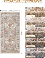 3x6 Runner Rug, Thin Entryway Non Slip Washable Rugs for Entryway, Runners for Hallways, Low Pile Vintage Soft Rugs for Living Room, Kitchen, Bedroom Rug(Orange,3'x6')