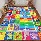 ABC Kids Rug for Playroom, Educational Play Mat for Kids, Preschool Rugs with ABC, Numbers, Animals Learning Rugs Carpet for Bedroom Playroom Classroom Baby Toddler Children (Blue, 78.7X59 INCH)