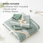 Bedsure Waffle Weave Duvet Cover King - 100% Cotton Boho Duvet Cover with 2 Pillowcases - Green Textured Comforter Cover with Zipper Closure (King, 104"x90")