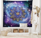 Ambesonne Geometry Tapestry, Celestial and Terrestrial Harmony of Cosmos Mandala Form on Nebula Art, Fabric Wall Hanging Decor for Bedroom Living Room Dorm, 45" X 30", Indigo
