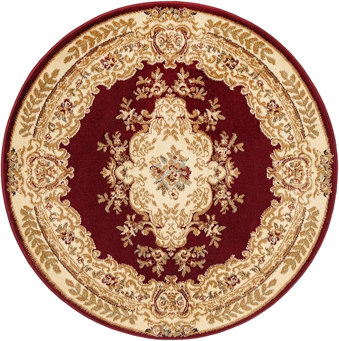 Rugs.com Chateau Collection Rug - 4 Ft Round Red Medium Pile Rug