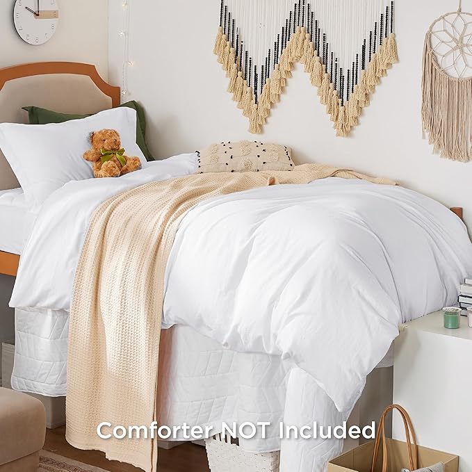 Bedsure Duvet Cover Twin/Twin XL Size - 2 Pieces Prewashed Cotton-Like Polyester Extra Soft Bedding Set, Includes 1 Twin Duvet Cover 68''x90'' with Zipper Closure & 1 Pillow Sham, White, No Comforter