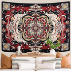 Boho Mandala Moth Tapestry,Hippie Floral Aesthetic Wall Tapestries, Psychedelic Aesthetic Decor, Large Tapestry for Bedrooms, Living Rooms, and Dorms-59.1x49.2 Inch