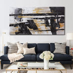 Abstract Wall Art Wall Decor Bedroom Pictures Artwork Canvas Wall Art Black And Gold Artwork Large Size Modern Painting Wall Decoration Pictures For Living Room Home Kitchen Office 30 x 60 Inch