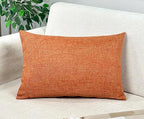 Aiking Home Woven Fine Faux Linen Throw Pillow Cover, Size 12"x18", Orange