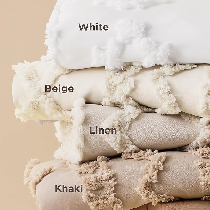 Bedsure Boho Duvet Cover Full Size, Soft & Comfortable Elegant Design Boho Bedding for Decoration, Machine Washable Comforter Cover for All Seasons,Includes 1 Duvet Cover & 2 Pillow Shams,White