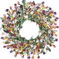 Wreaths for Front Door, 24 Inch Spring/Summer Front Door Wreath, Colorful Paper Flower Wreath for All Seasons for Indoor Home Wall Window Office Wedding Farmhouse Decor (Mixed)