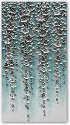 Epicler Large-Scale Oil Painting on Canvas Wall Art,46x23 inches Hand-Painted White Flower Wall Painting, Abstract Canvas Wall Art for Home Wall Decoration