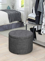 Convenience Concepts Designs4Comfort Round Shoe Ottoman, Gray Fabric