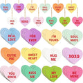 ANGOLIO 37Pcs Valentine's Day Wooden Candy Heart Hanging Ornaments Conversation Heart Hanging Decorations Colorful Love Heart Ornaments for Valentine's Day Wedding Holiday Party Supplies Decor