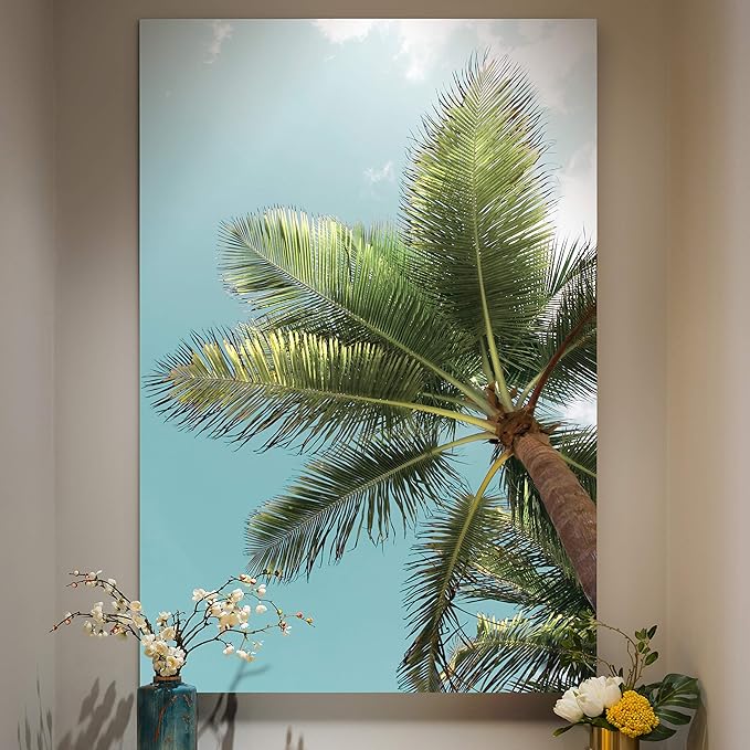 Renditions Gallery Canvas Nature Wall Art Home Paintings & Prints Palm Tree Sky View Glam Romantic Artwork Wall Hanging Decorations for Bedroom Living Room Office Kitchen - 12"x18" LT06