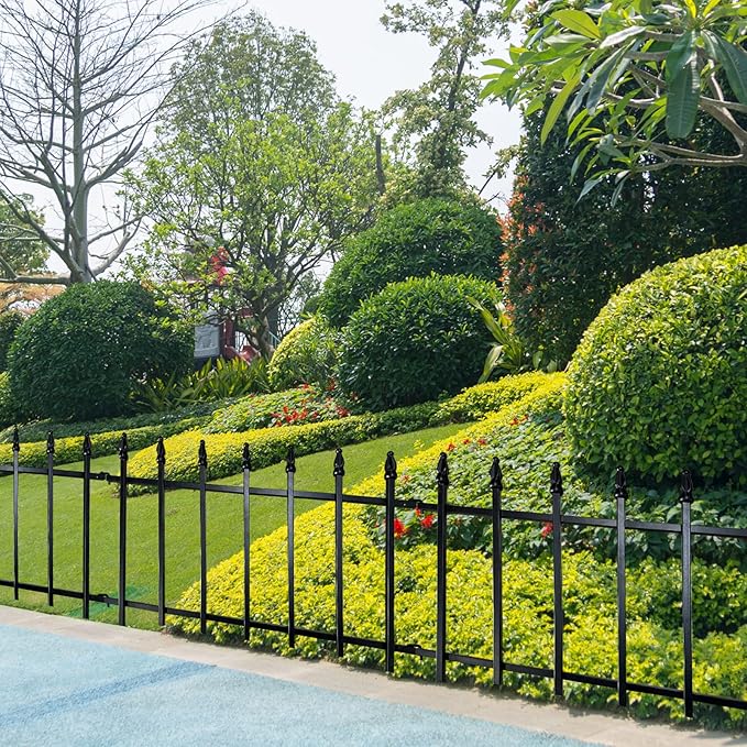 ARIFARO Metal Garden Fence 18" H x 22" W (5 Pack, Length 9.16 ft) Decorative Fencing, No Dig Border Fencing for Outdoor Patio Yard Flower Bed Animal Barrier