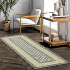Kilim Runner 2.6x8 Cotton Runner Rug Beige & Black Flatweave Runner 0.19 inches Stone Easy Washable Hand Wash Cotton Carpet Indoor Outdoor Runner Rugs for Hallway, Staircases, Corridor Runner