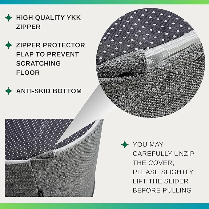 Large 22" Sturdy Ottoman Pouf for Living Room, Bedroom, Playroom, High Density Foam Filling Footrest, Side Table, Extra Seating Home College Dorm Décor Extra Firm (Gray)