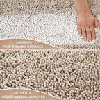 Yimobra Long Bathroom Rugs Runner 60x24 Inch, Extra Thick Soft Absorbent Chenille Bath Mat, Non Slip Machine Washable, Quick Dry Bath Rugs for Bathroom Floor, Tub and Shower, Khaki