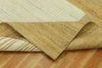 Scalloped Edge Rug, Hand Woven Natural Jute Area Rug, 5x7 Ft Beige & Brown Braided Sisal Kilim Rugs for Living Room, Kitchen, Entryway, Farmhouse