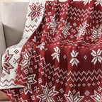 WRENSONGE Christmas Throw Blanket, Red Snowflake Pattern, Soft Cozy Fluffy Warm Throw Blankets for Couch, Sofa, Chair, Bed, Camping, Picnic, Travel Lightweight Bed Blanket - 50"*60"