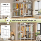 Raybee Clothing Racks for Hanging Clothes,Heavy Duty Clothes Rack with Shelves,Portable Closet Adjustable,76" W x 77" H x 18" D,Max Load 1150lbs,White