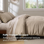 Bedsure Luxury Waffle Duvet Cover Queen Size - Textured Duvet Cover Set, Soft, Breathable Bedding Set (90"x90") with 2 Pillow Shams for All Season, Khaki, Comforter Not Included