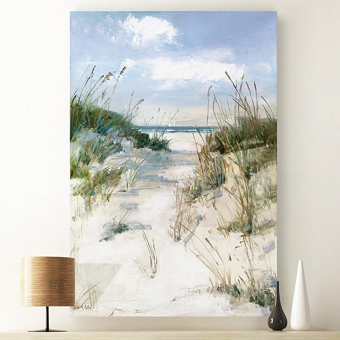 Renditions Gallery Nature Canvas Wall Art Modern Paintings Decorations Sunny Tropical Ocean Romantic Abstract Wall Hanging Artwork Prints for Bedroom Living Room Kitchen - 32"x48" LT06