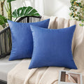 MIULEE Pack of 2 Decorative Outdoor Solid Waterproof Throw Pillow Covers Faux Linen Garden Farmhouse Coastal Cushion Cases for Summer Patio Tent Balcony Couch Sofa 18x18 Inch Royal Blue