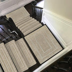 PURE ERA Bullnose Carpet Stair Treads Set Tape Free Non-Slip Indoor Stair Protectors Pet Friendly Rugs 9.5" x 30"(7 Pieces,Cream Gray Rectangular)