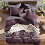 Monbix California King Comforter Set - 7 Pieces Cationic Dyeing Italian Plum Bed in a Bag Cal King Bed Sets with Comforter, Sheets, Pillowcases & Shams, Reversible Bedding Comforters Sets