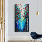 Forest Landscape Hand Painted Art Oil Painting Dark Blue Large Vertical Canvas Wall Art 46×23 Inch Oil Painting Home Wall Decoration Art