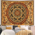 Lifeel Orange Mandala Tapestry, Boho Hippie Medallion Tapestries Home Decor for Bedroom Living Room Dorm, 36x48 inches