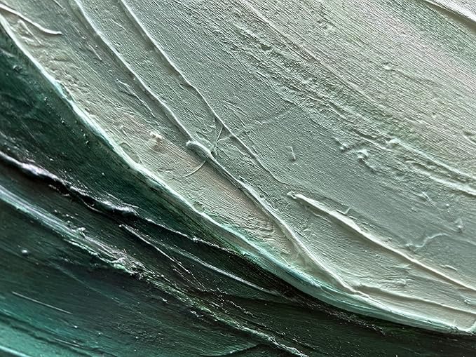Art 30x60 inch Hand Painted Green and White Textured Oil Paintings Large Modern Abstract Canvas Art Home Wall Decoration
