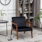 Accent Chair with Velvet Upholstery and Solid Wood Frame, Classic Mid-Century Modern Living Room Furniture for Extra Seating, Black