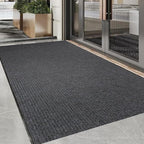 3x10Ft Commercial Indoor Outdoor Rug Grey Brush Step Entrance Floor Mat Commercial Runner Rugs with Rubber Backing for Hallways