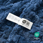 Cozy Bliss Faux Fur Throw Blanket for Couch, Fuzzy Soft Plush Thick Warm Fluffy Reversible Wave Textured Blanket for Sofa Bedroom Living Room, 55 * 70 Inches Navy Blue