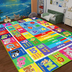 ABC Carpet, Kids Rugs for Playroom, Educational Play Mat for Kids, Preschool Rugs with ABC, Numbers, Animals Learning Carpet for Bedroom Playroom Classroom Baby Toddler Children (Blue, 118X78.7 INCH)