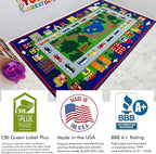 KIDCARPET.COM Around Town Play Mat Rug | Interactive Activity Carpet for Preschool Playroom Toy Car Track, 6' x 8'6"