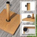 Patio Umbrella Base, 43lbs Outdoor Heavy Duty Square Concrete Stand, Fits 6-12ft Fringe Market Umbrella, Teak Brown