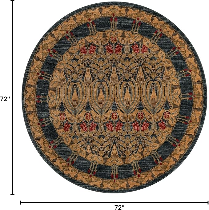 Rugs.com Chelsea Collection Rug – 6' Round Navy Blue Medium Rug Perfect for Kitchens, Dining Rooms