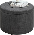 Convenience Concepts Designs4Comfort Round Shoe Ottoman, Gray Fabric