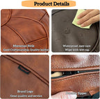 Thgonwid Round Unstuffed Pouf Cover, Leather Foot Stool Ottoman with Storage, Bean Bag Floor Chair, Multi Functional Footrest for Living Room, Bedroom or Balcony (Brown)
