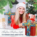 FLAGWIX Christmas Christian Gifts for Women Faith - Acrylic Ornaments 2025 for Tree Decorations - Cross Christmas Ornament, Catholic Spiritual Religious Gifts for Mom Grandma, Christian Gift Ideas