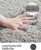 ILANGO Grey Bathroom Rugs 48" × 24" Non Slip & Super Absorbent Extra Thick Soft, Washable Bath Mat for Floor, Microfiber Plush Shaggy Bath Rug with Rubber for Bathtub Shower Room Sink
