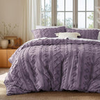 Bedsure Boho Duvet Cover King Size, Soft & Comfortable Elegant Design Boho Bedding for Decoration, Machine Washable Comforter Cover for All Seasons,Includes 1 Duvet Cover & 2 Pillow Shams,Purple