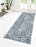 MICRODRY Runner Rug! Low-Profile Design for a Sleek, Bulk-Free Look. Machine Washable, Stain-Resistant, Skid-Resistant Backing, Ideal for Bedroom Hallway, Kitchen, or Entryway, 2x7', Lilah (Blue)