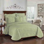 Keeco LLC Historic Charleston King Charles Modern Farmhouse Floral Matelasse Coverlet, King, Sage