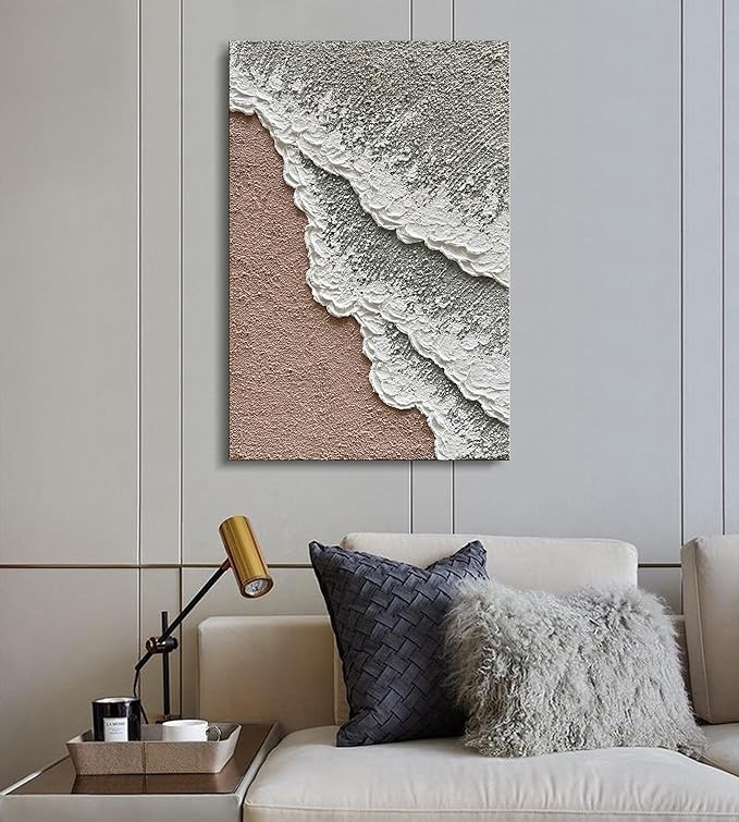 Limiyer Art 36x24 inch Hand painted Beach wave Landscape Oil painting Modern Abstract Texture Canvas Painter living wall Decorative art
