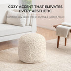 Anji Mountain 100% Handmade & Handcrafted Comfortable Home Décor Pouf Ottoman Footrest for Living Room, Bedroom, Nursery, Kidsroom, Patio Furniture - (22" x 22" x 17" - Ivory)
