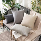 MIULEE Pack of 2 Decorative Outdoor Solid Waterproof Throw Pillow Covers Euro Sham Faux Linen Garden Farmhouse Cushion Cases for Patio Tent Balcony Couch Sofa 24x24 Inch Beige