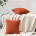 GAWAMAY Decorative Square Throw Pillow Covers 22"x22" Inch Set of 2, Super Soft Chenille Pillows Farmhouse Fall Pillowcase for Living Room Bedroom Sofa Couch Cushion Cover Burnt Orange 55x55cm