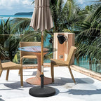 Tangkula 49 LBS Patio Umbrella Base, 20.5 Inch Outdoor Umbrella Stand W/Rattan Design, Adjustable Knob, Round Umbrella Holder for Backyard, Market Entrance, Poolside