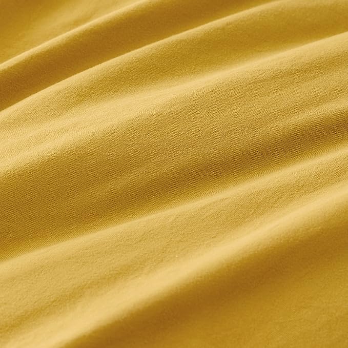 Bedsure Mustard Yellow Duvet Cover Queen Size - 3 Pieces Prewashed Extra Soft Bedding Set, Includes 1 Duvet Cover 90x90 Inches with Zipper Closure & 2 Pillow Shams, Comforter Not Included